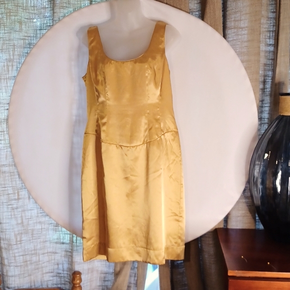 SUSAN LUCCI GOLD SATIN DRESS - Picture 1 of 9
